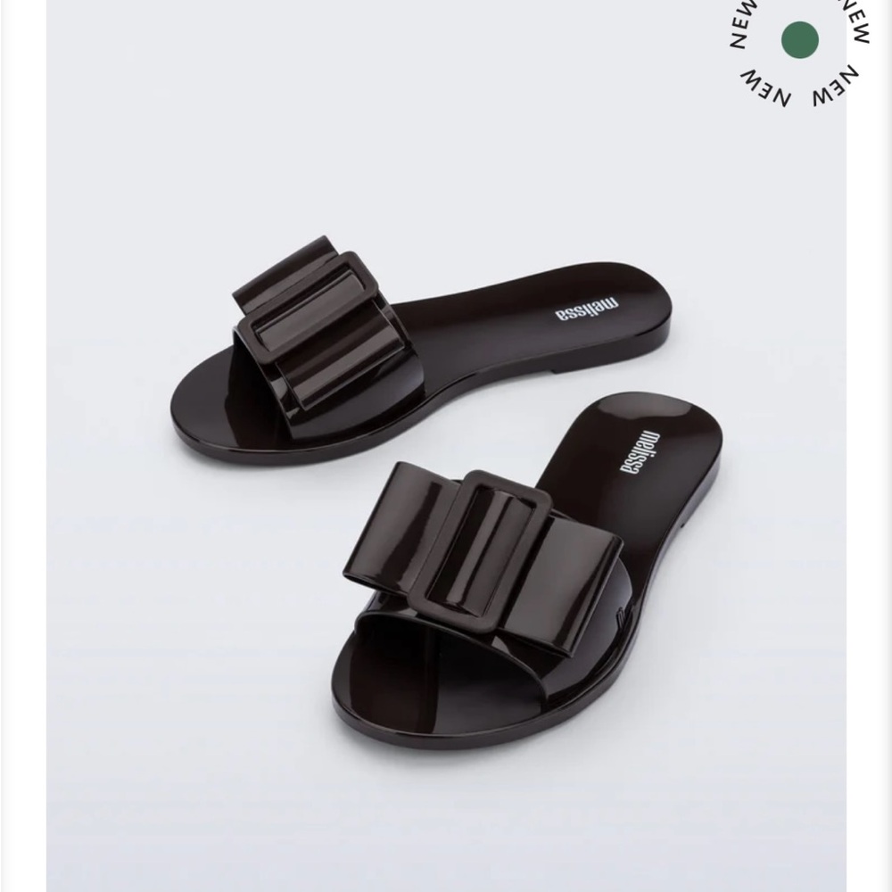 Melissa Glossy Black Bow Sandals